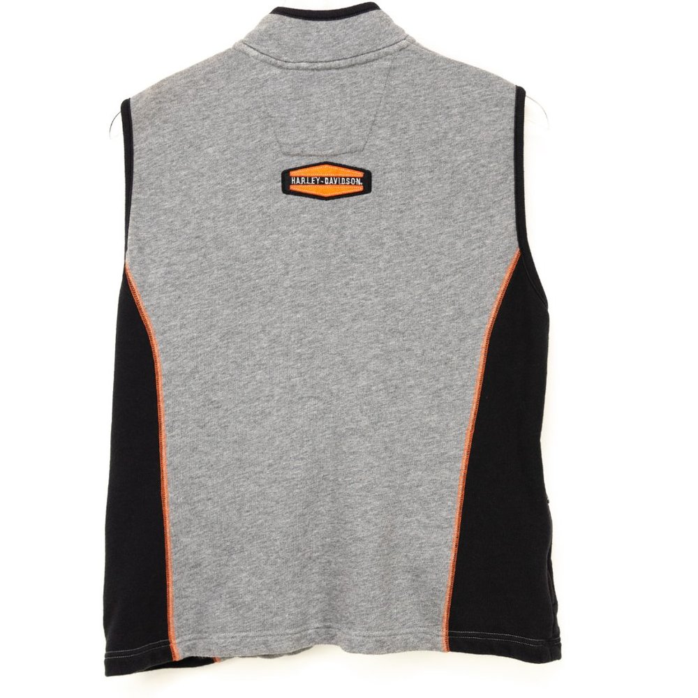 Harley Davidson Cotton Vest Zip Front Casual Motorcycle Grey Black Size Large - Picture 2 of 5
